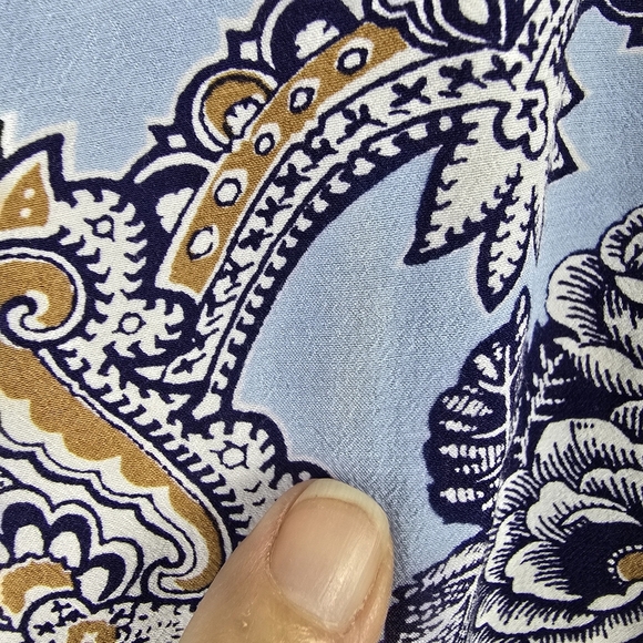 Talbots Smocked Cuff Popver -Medallion Rose V-Neck Long Sleeve Blouse Size XL - Picture 10 of 14